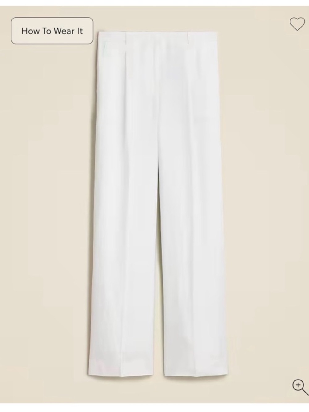 J Crew Essential Wide Leg White Linen Trousers